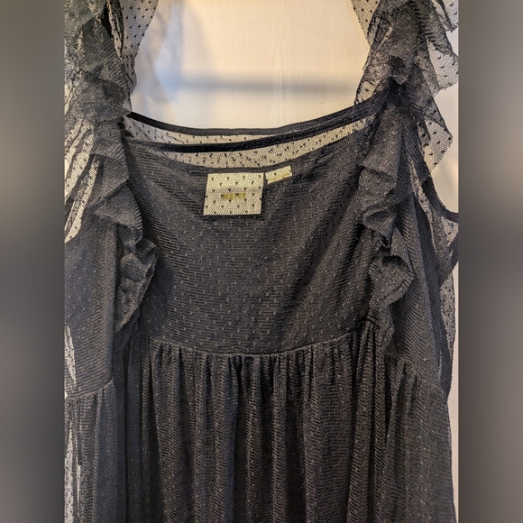 Anthropologie Maeve Black Lace Overlay Swiss Dot Balletcore Tulle Midi D… - Picture 4 of 12